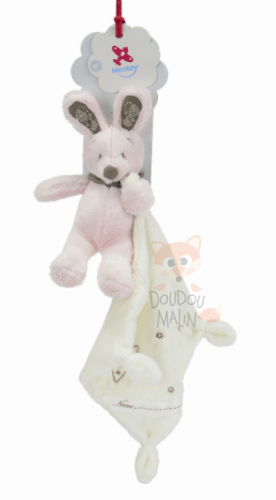  mon ami teddy lapin mouchoir rose blanc beige étoile 